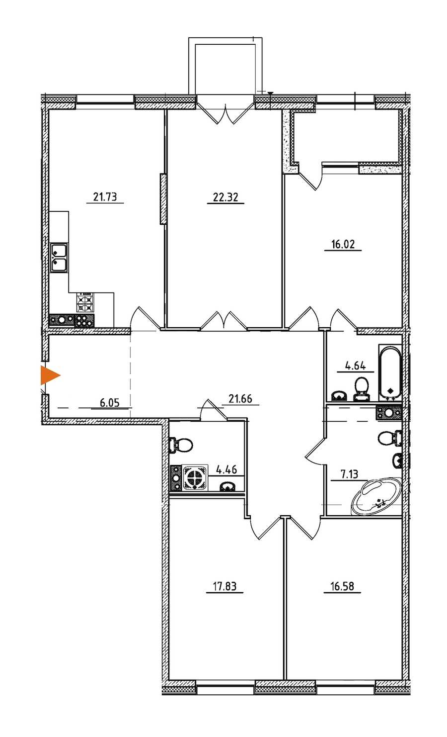 Четырехкомнатная квартира в : площадь 141.68 м2 , этаж: 6 – купить в Санкт-Петербурге